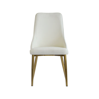 Modern Sponge-Filled Dining Chair, Solid Wood Metal Legs, Suitable For Restaurants, Living Rooms And Rooms (Set of 2) - White
