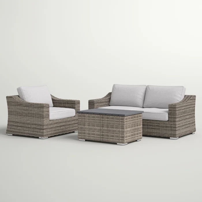 Stylish 3 Person Seating Group With Cushions Perfect For Outdoor Relaxation - Gray Mix