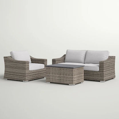 Stylish 3 Person Seating Group With Cushions Perfect For Outdoor Relaxation - Gray Mix
