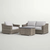 Stylish 3 Person Seating Group With Cushions Perfect For Outdoor Relaxation - Gray Mix