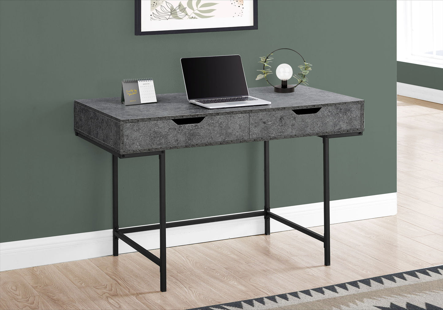 Computer Desk For Home Office, Laptop, Storage Drawers, Versatile Placement - Gray