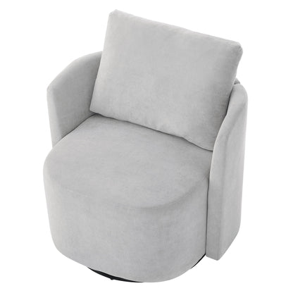 Modern 360ÔøΩÔøΩ Swivel Accent Barrel Armchair Chenille, Upholstered With Curved Design For Living Room, Bedroom, Office, And Hotel - Gray