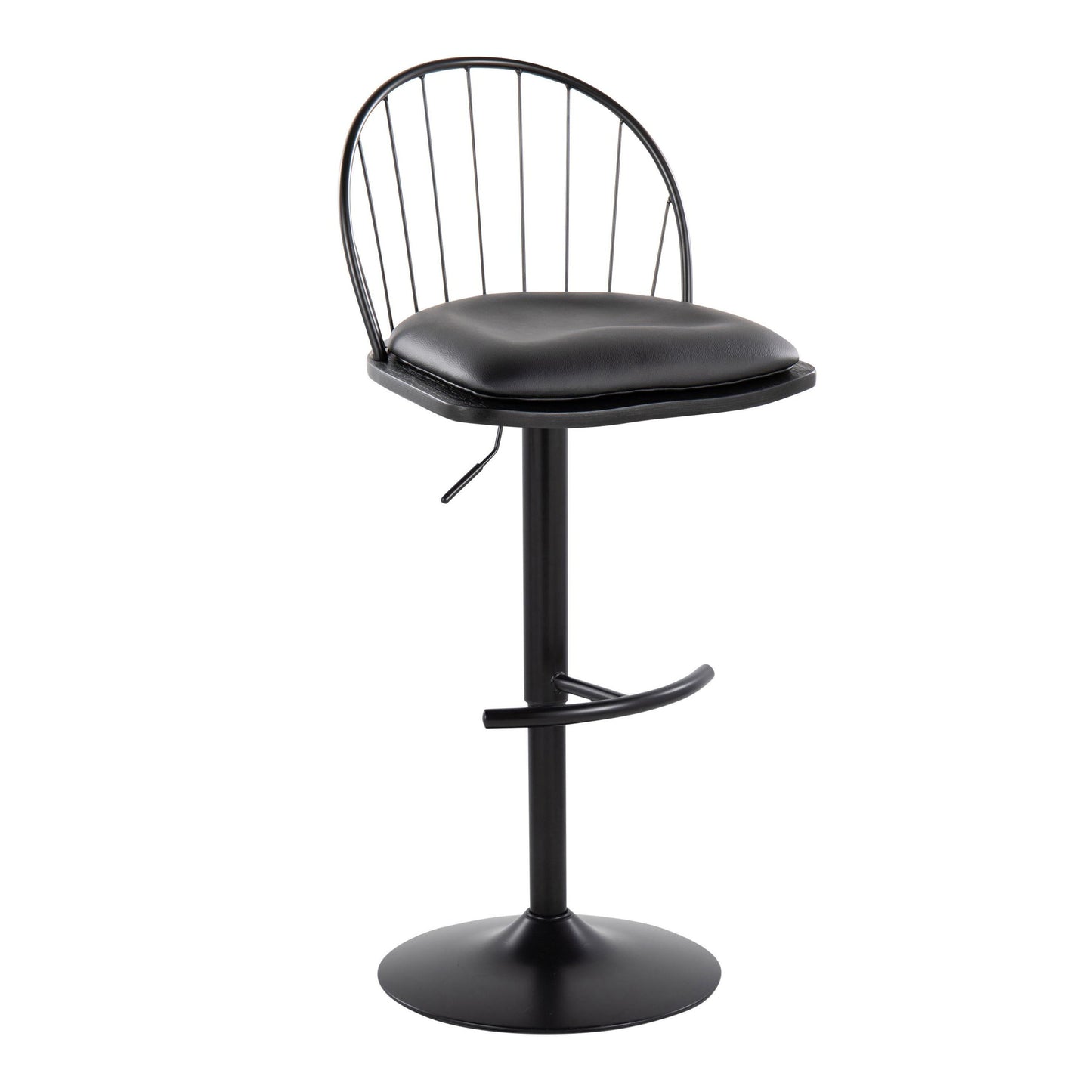 Riley - Farmhouse Adjustable Height Barstool With Swivel With Rounded T Footrest (Set of 2) - Black