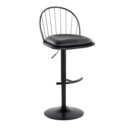 Riley - Farmhouse Adjustable Height Barstool With Swivel With Rounded T Footrest (Set of 2) - Black