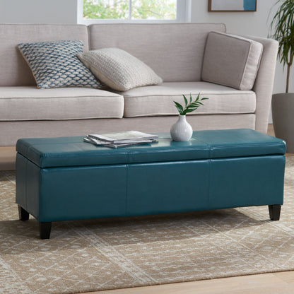Glouster - Contemporary Storage Ottoman With Upholstered - Teal
