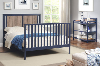 Connelly - 4 In 1 Convertible Crib - Midnight Blue / Vintage Walnut