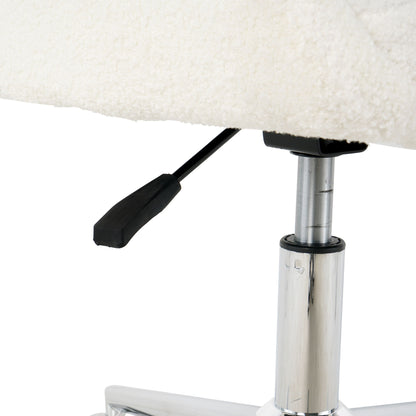 Modern Teddy Fleece Fabric Dining Chair With Chrome Legs, Soft And Comfortable - Beige