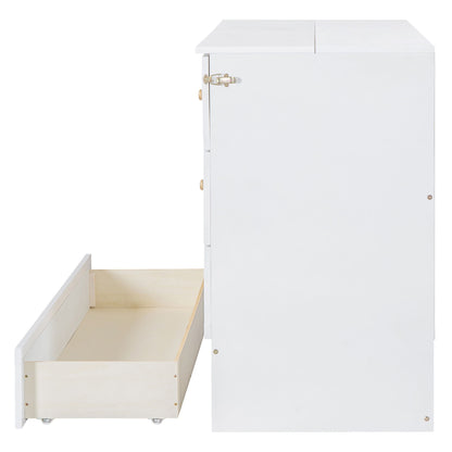 Queen Murphy Elegant Bed With Large Drawers - White