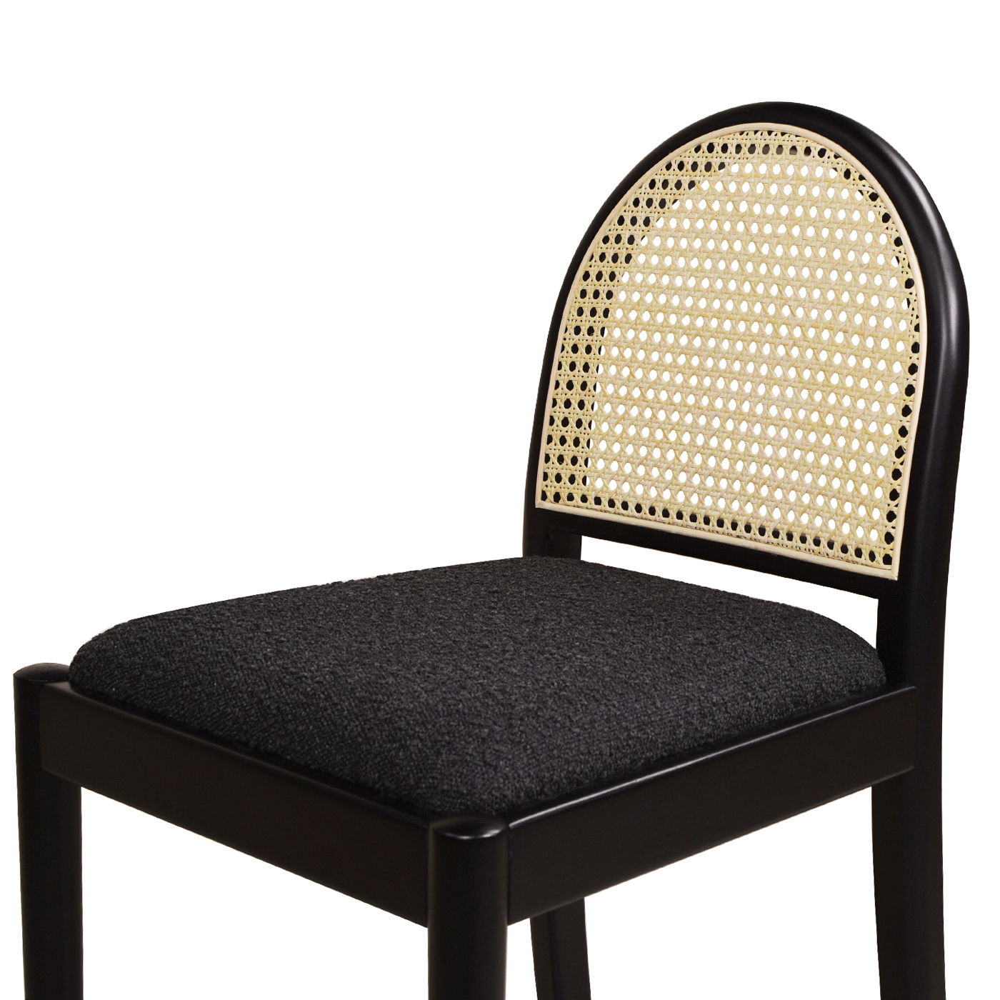 Panama - Curved Back Cane Counter Stool (Set of 2) - Ebony Black
