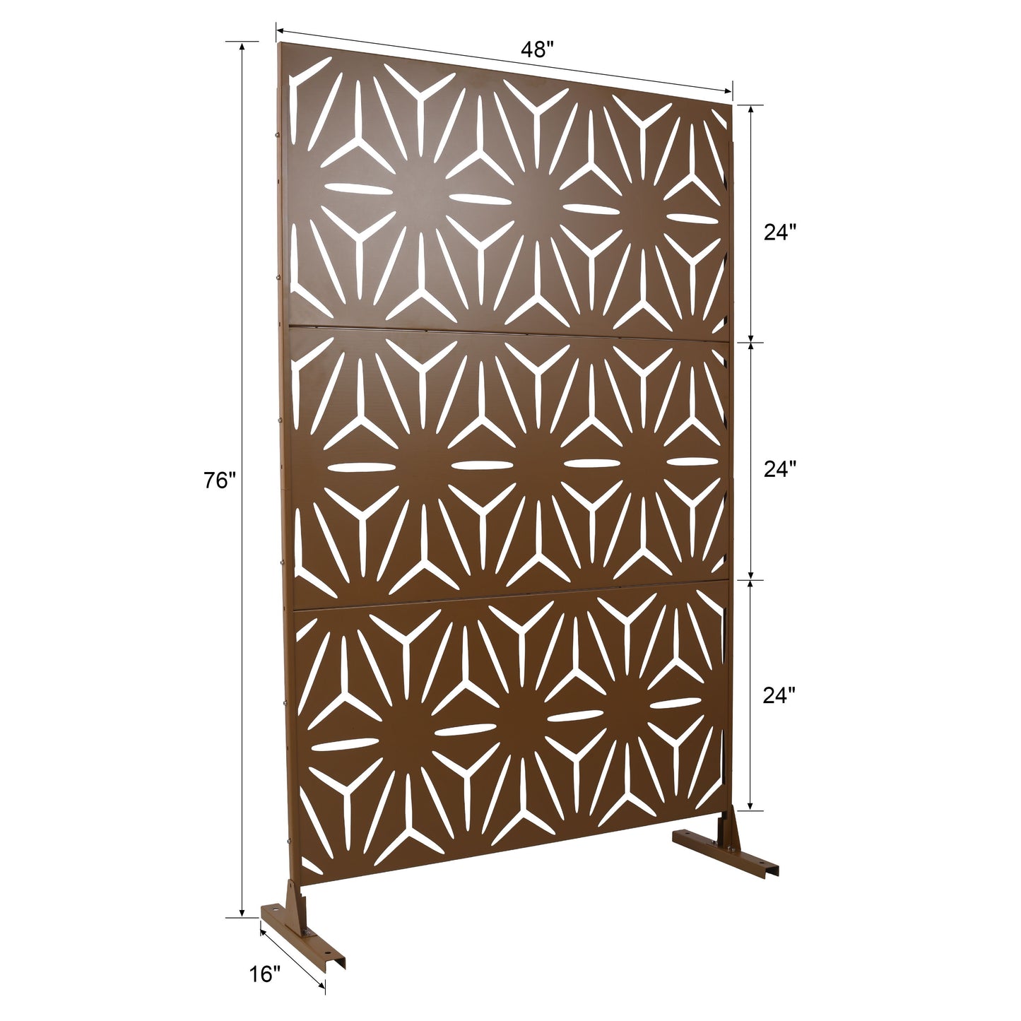 Freestanding Decorative Metal Privacy Screen For Deck Balcony Patio - Brown, Steel, 76" H X 48" W