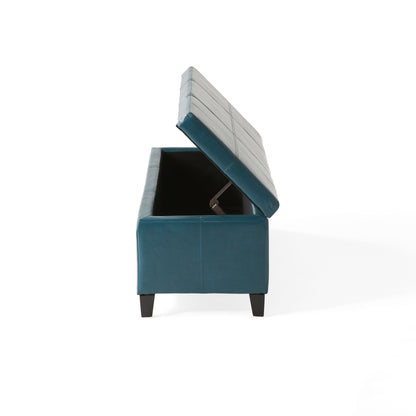 Glouster - Contemporary Storage Ottoman With Upholstered - Teal