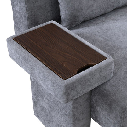 Modern Oversized Armchair, Wide Mid-Century Chair With Pillow Upholstered, Sturdy Wood Frame & Soft Cushion For Living Room - Gray