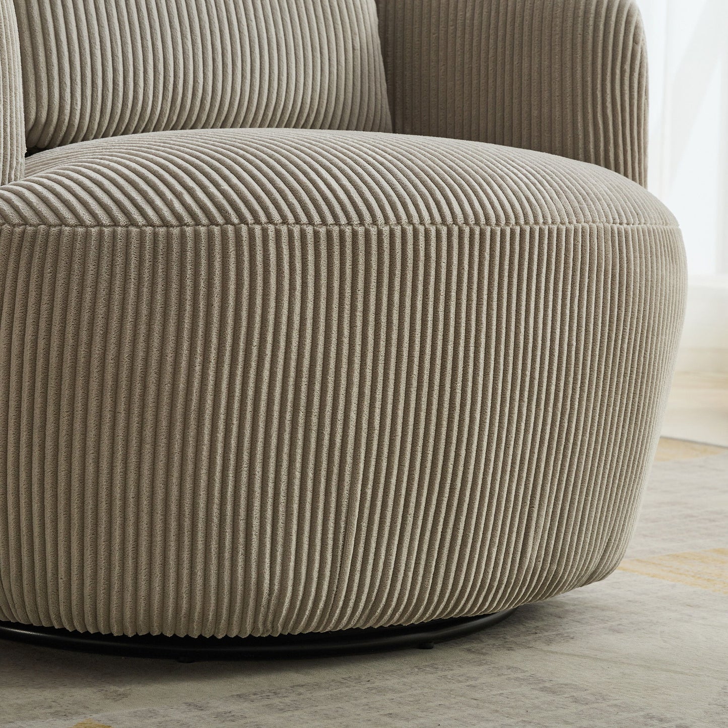 Upholstered Metal Base 360 Degree Swivel Barrel Soft Chair With Pillow, For Club, Living Room, Bedroom, Office As Well As Reading Armchair - Light Gray