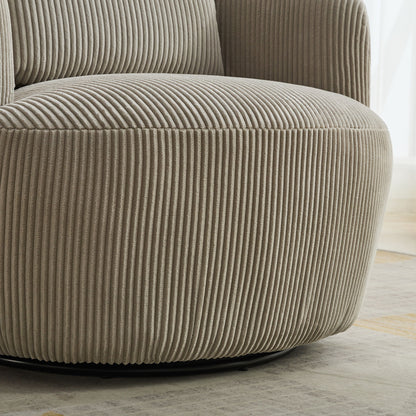 Upholstered Metal Base 360 Degree Swivel Barrel Soft Chair With Pillow, For Club, Living Room, Bedroom, Office As Well As Reading Armchair - Light Gray