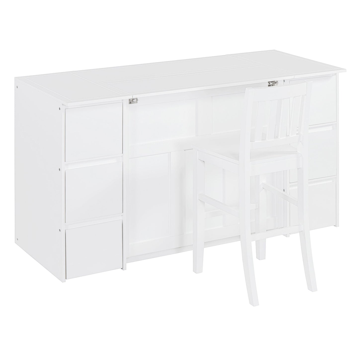 Twin Size Murphy Bed With Drawers, Cabinets, And USB Ports - White