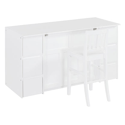 Twin Size Murphy Bed With Drawers, Cabinets, And USB Ports - White