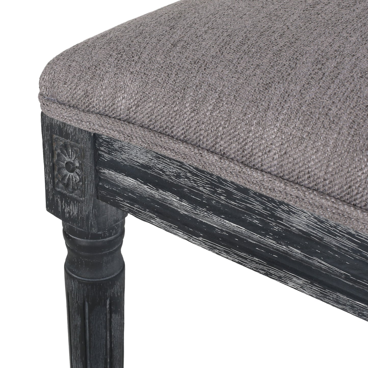 French Country Style Dining Chair Set With Upholstered Seats And Weathered - Gray