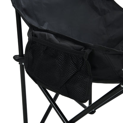 2 Pieces Outdoor Portable Folding Camping Chairs With Carry Bag - Black