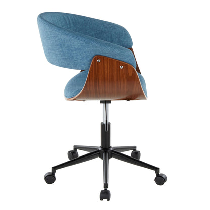 Vintage Mod - Mid-Century Modern Office Chair - Black / Walnut / Blue