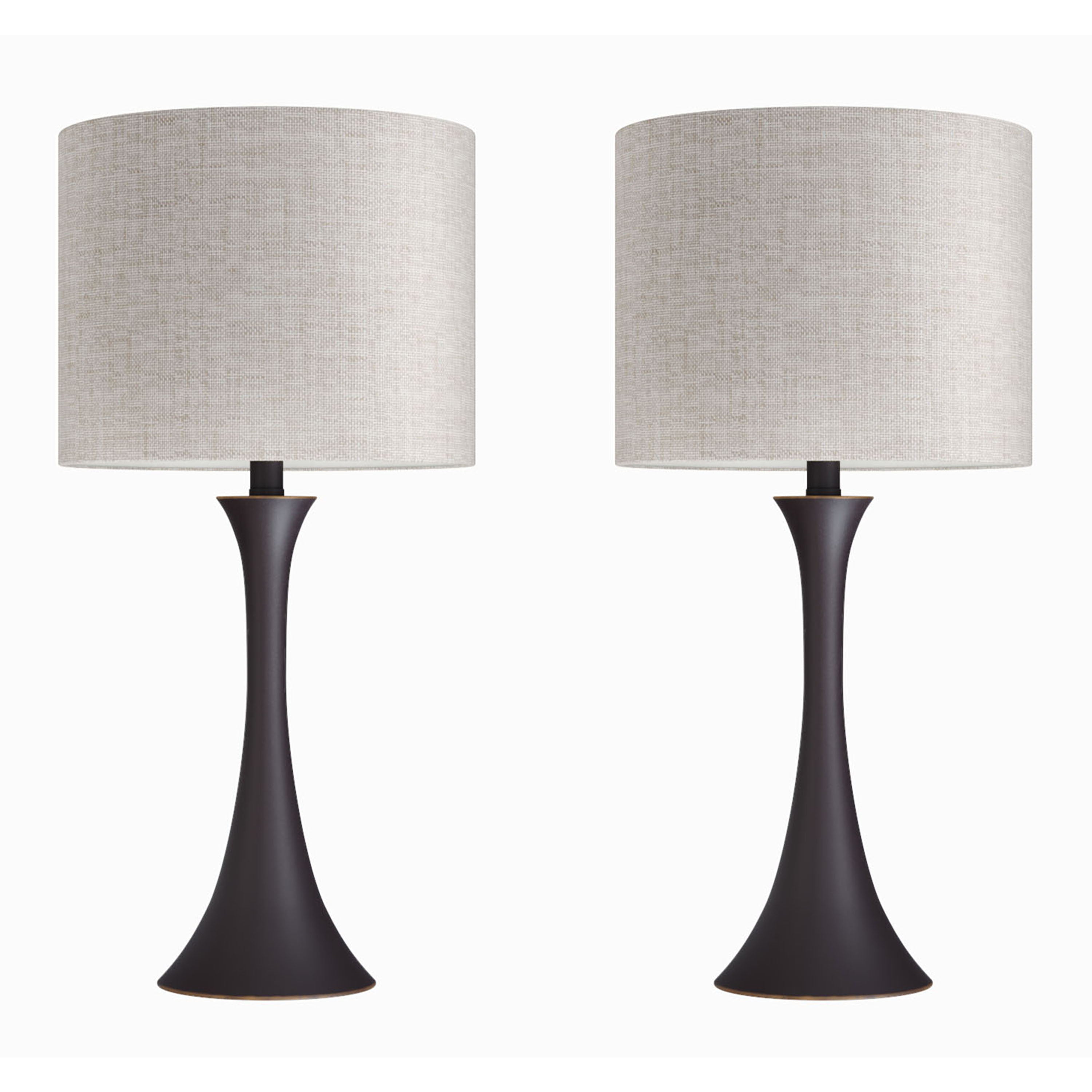 Lenuxe - Contemporary Table Lamp (Set of 2) - Oil Rubbed Bronze / Natural