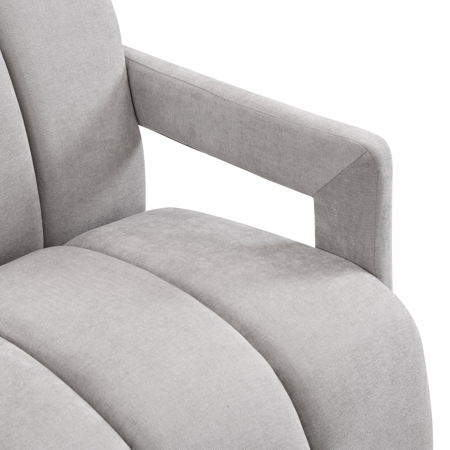 Modern Minimalist Leisure Armchair With L Shaped Armrests For Living Room - Gray