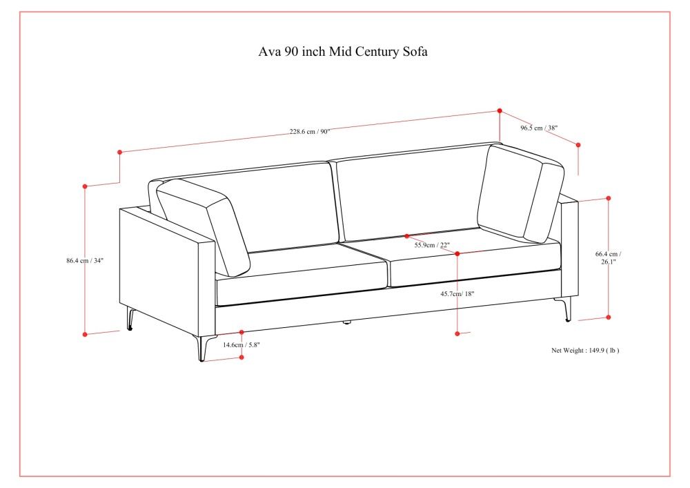 Ava - Mid Century Sofa - Cream