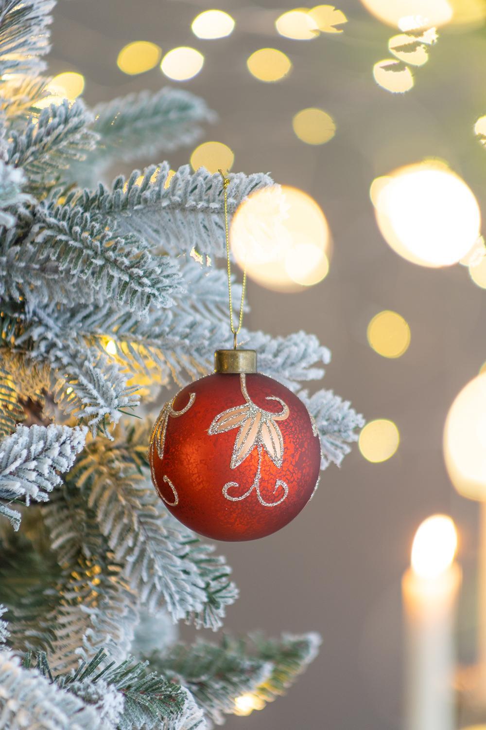 Christmas Ball Ornaments, Glass Decorative Hanging Ball Christmas Tree Ornaments For Holiday Party Decorations (Set of 12) - Red