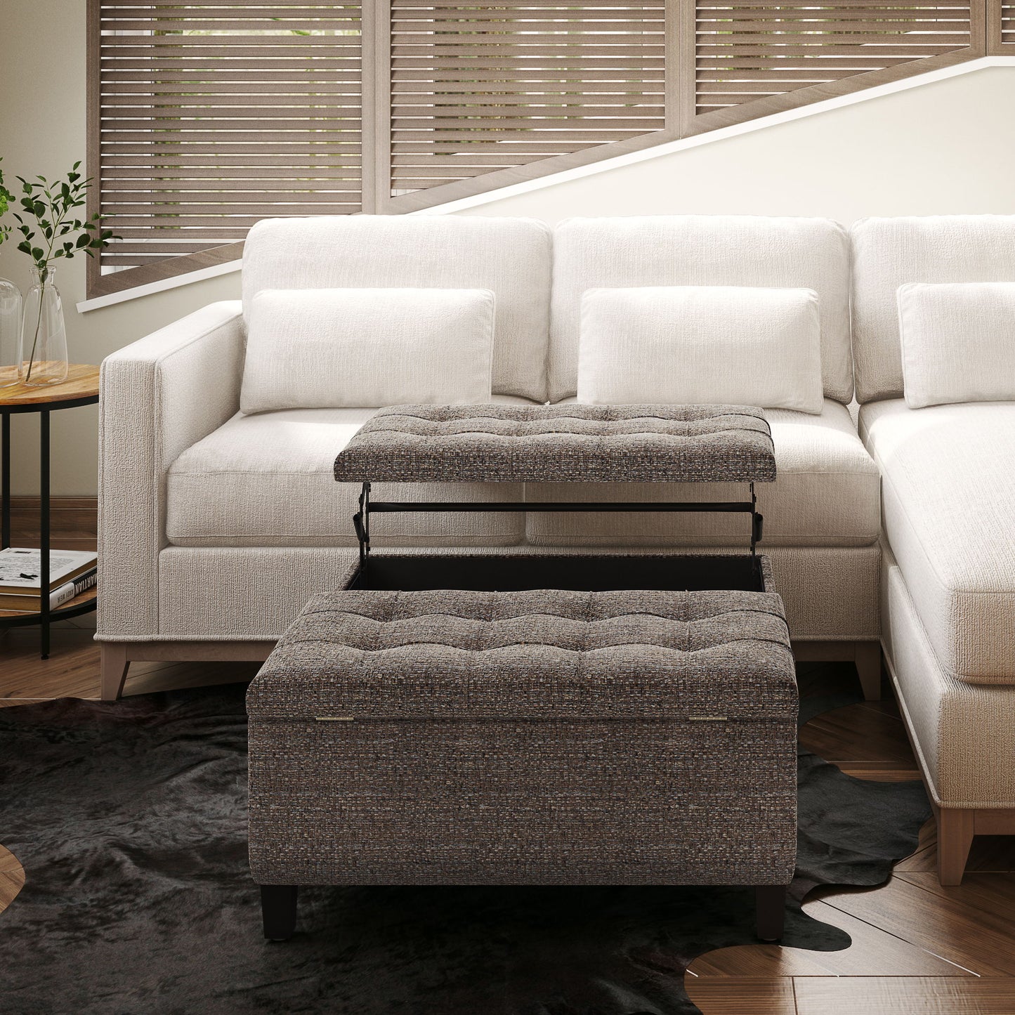 Harrison - Coffee Table Storage Ottoman - Mink Brown