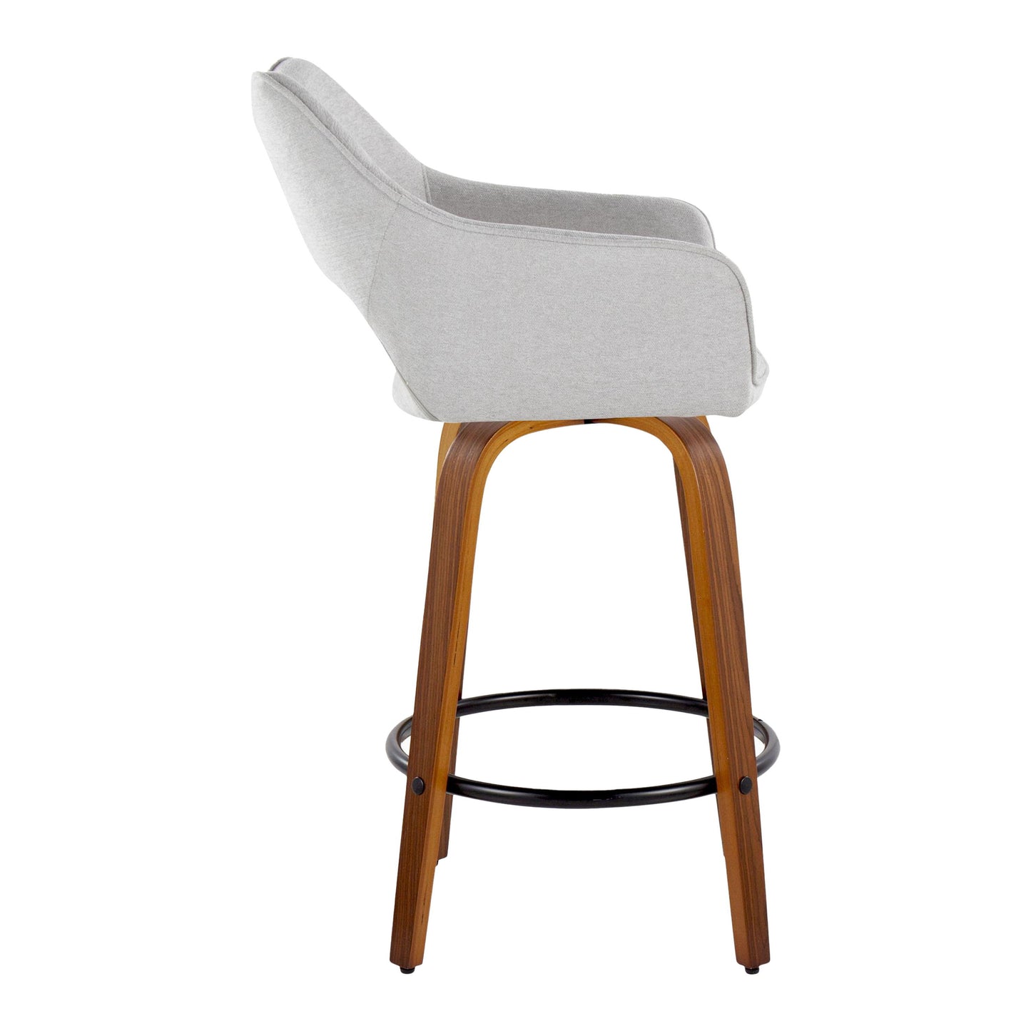 Mustang - Contemporary Fixed Height Counter Stool With Swivel With Round Footrest (Set of 2) - Walnut / Gray