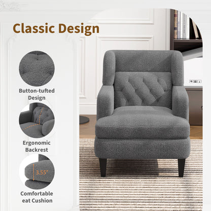 Upholstered Accent Chair Tufted Armchair For Living Room - Dark Gray