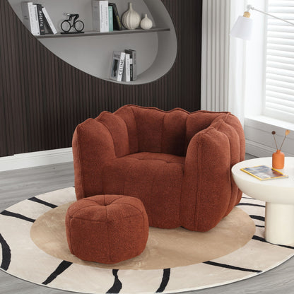 Soft Bean Bag Chair With High Resilient Foam (Chips) - Red / Brown