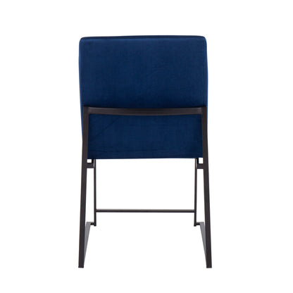 Fuji - Contemporary High Back Dining Chair (Set of 2) - Black / Blue