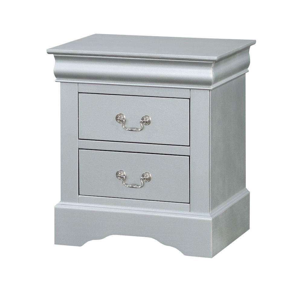 Louis Philippe - 2 Piece Queen Bedroom Set Bed - Silver Gray