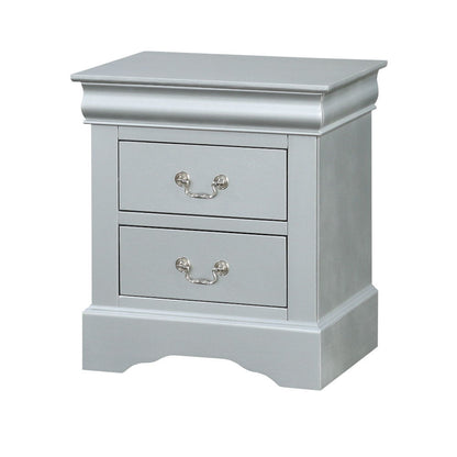 Louis Philippe - 2 Piece Queen Bedroom Set Bed - Silver Gray