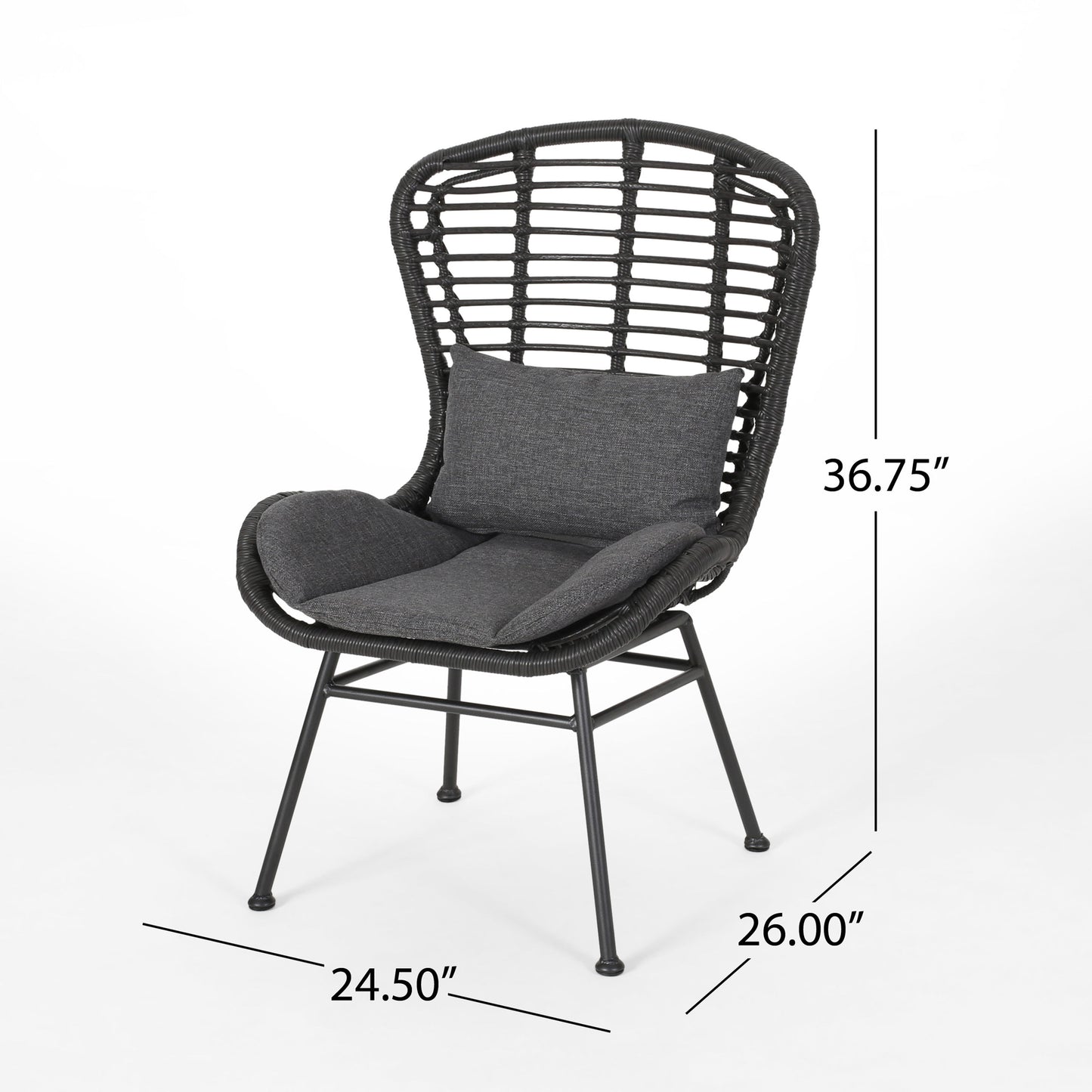 Calypso - Outdoor Chair With Water Resistance Cushion And Iron Frame - Gray