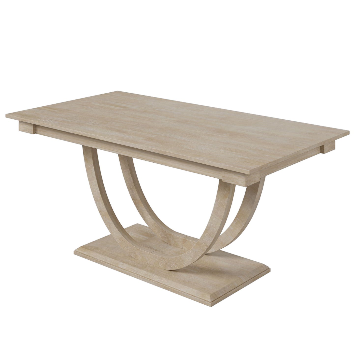 Topmax - 6 Piece Wood Half Round Dining Table Set Kitchen Table Set With Long Bench And 4 Dining Chairs, Modern Style - Natural