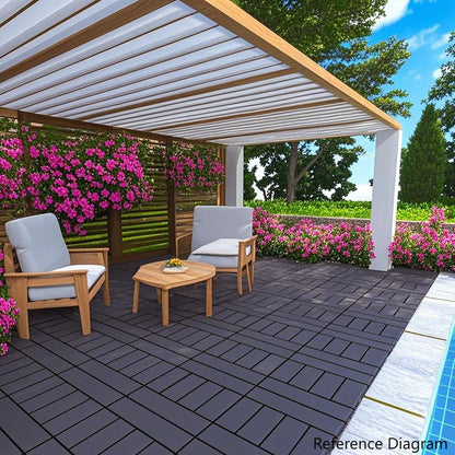 H Style Diy - Module Interlocking Patio Deck Tiles - Dark Gray