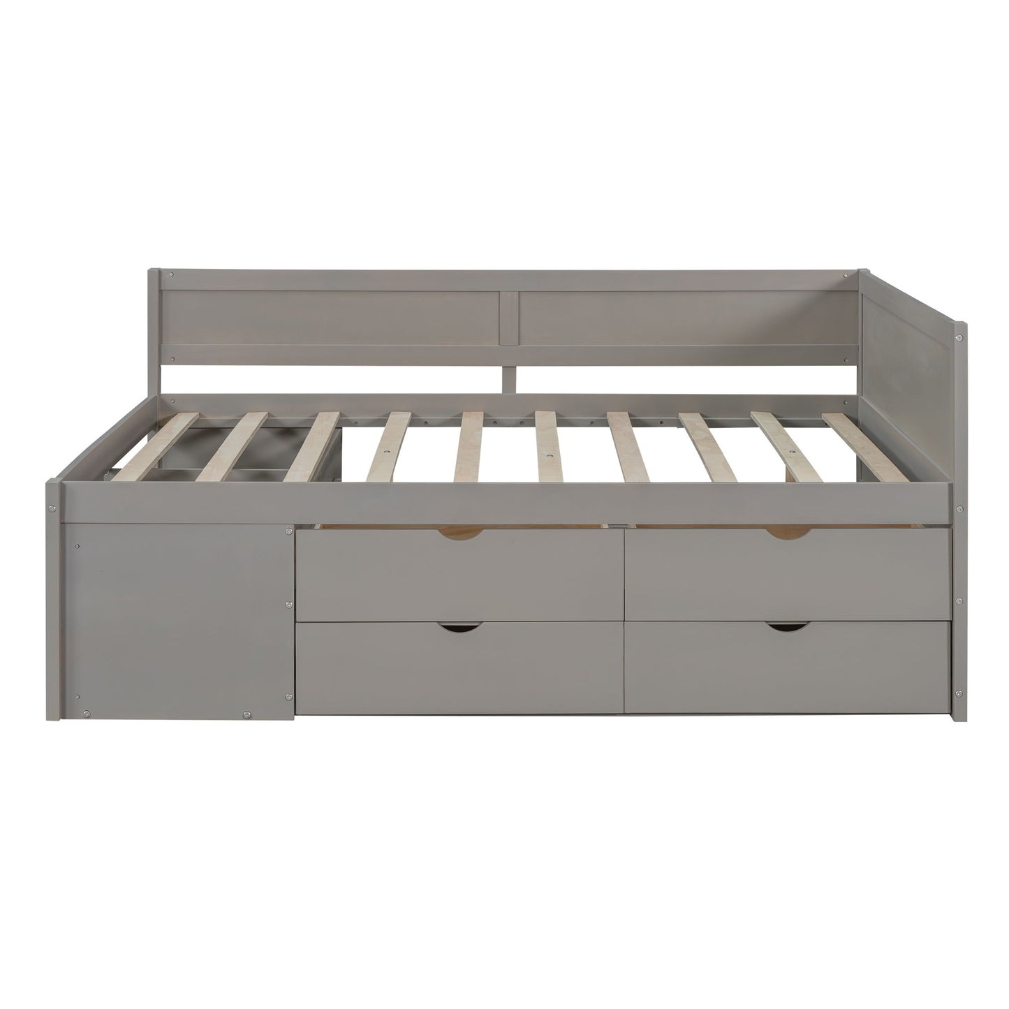 Full Size Daybed With Drawers And Shelves - Gray
