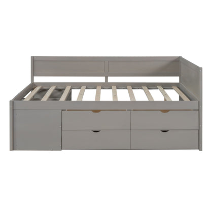 Full Size Daybed With Drawers And Shelves - Gray