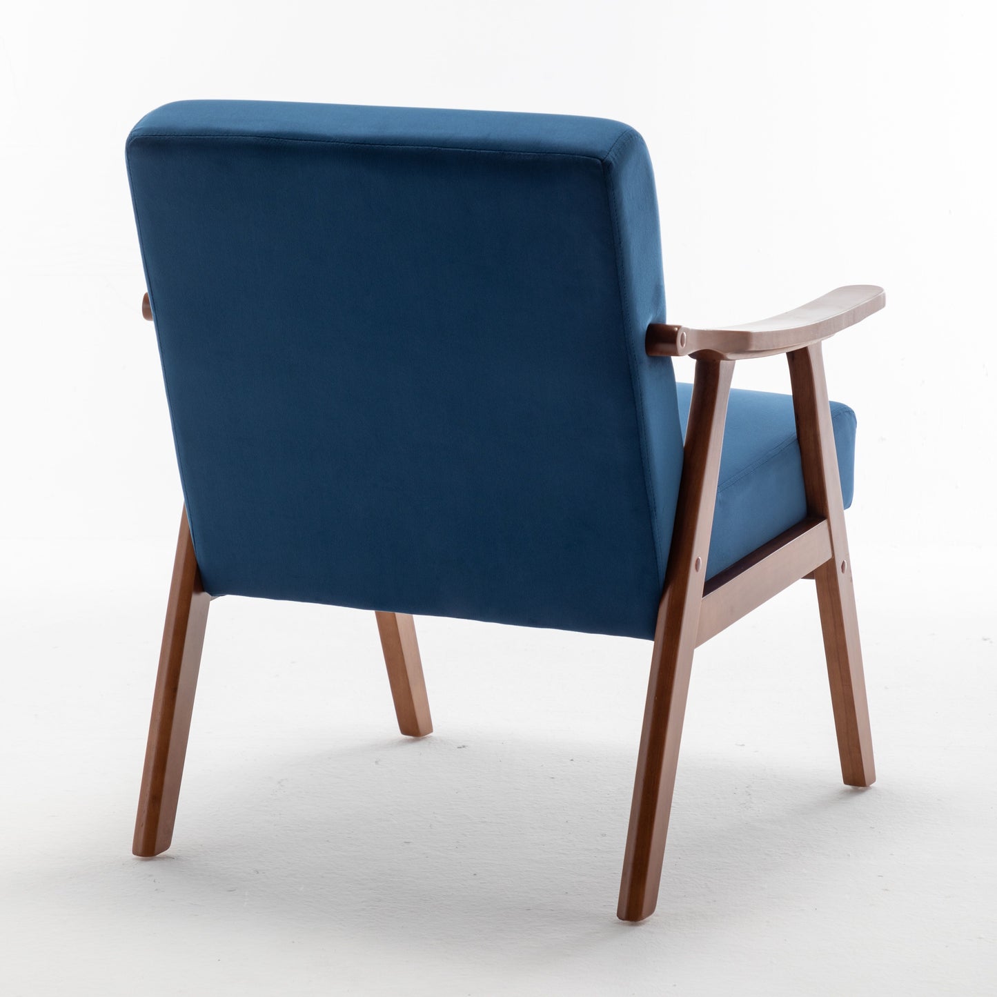 Mid Century Modern Wingback Accent Chair With Solid Wood Frame And Extra Thick Backrest - Lounge Chair For Living Room, Bedroom, Or Reading Room - Blue