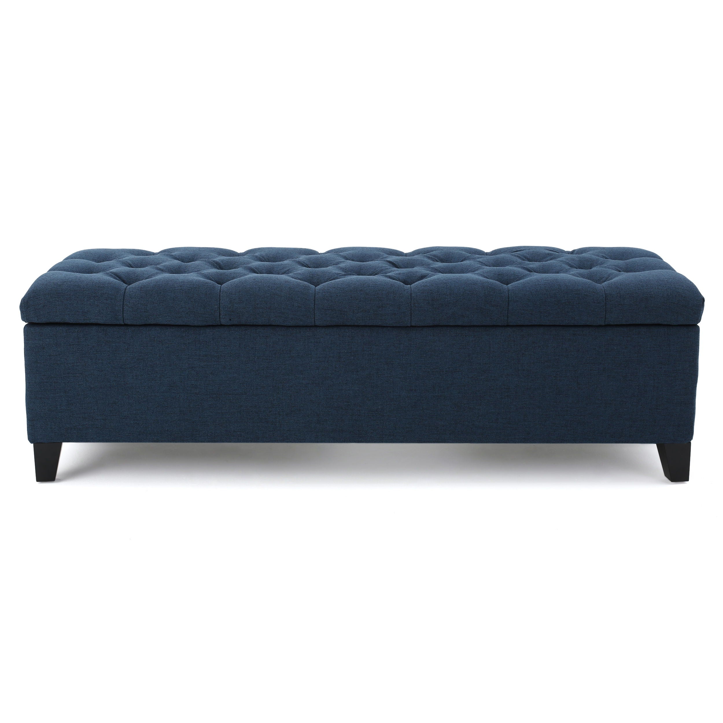 Glouster - Contemporary Storage Ottoman With Button Tufted Design - Navy Blue