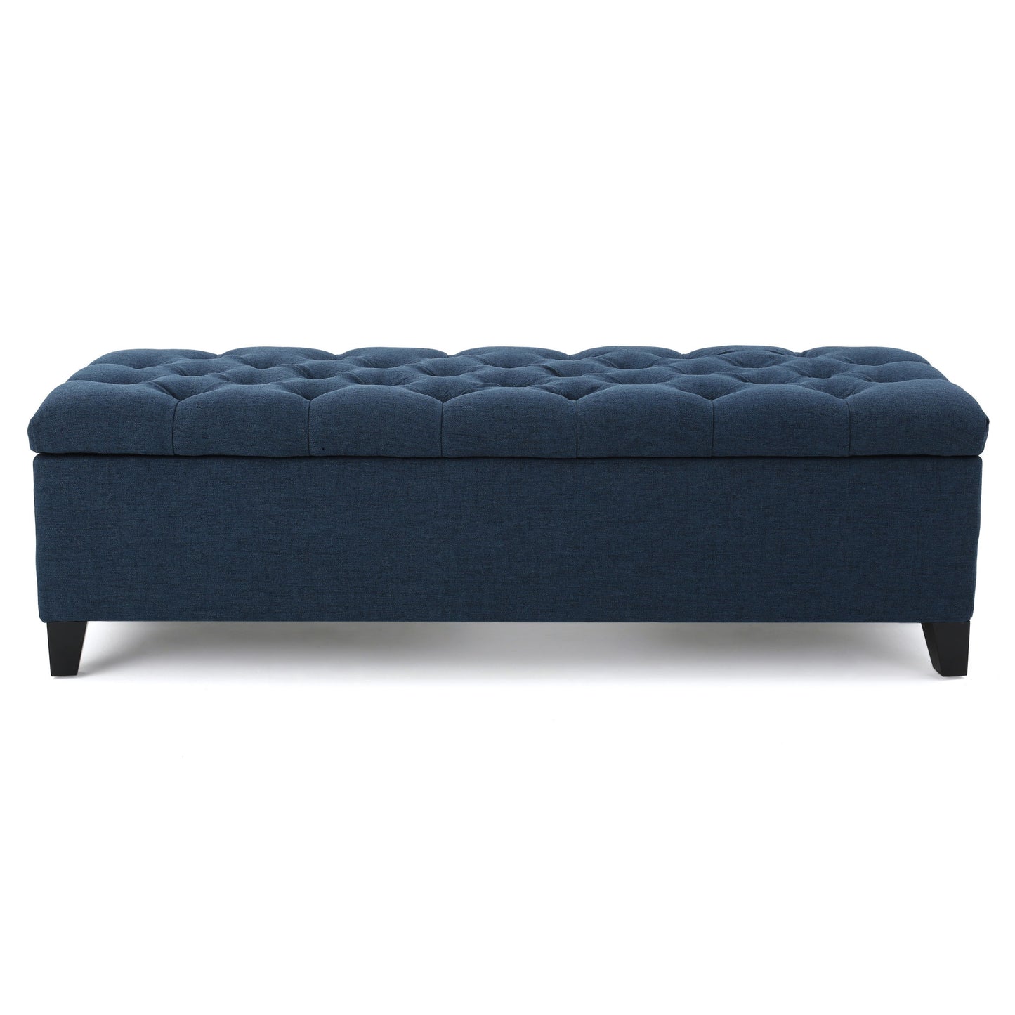 Glouster - Contemporary Storage Ottoman With Button Tufted Design - Navy Blue