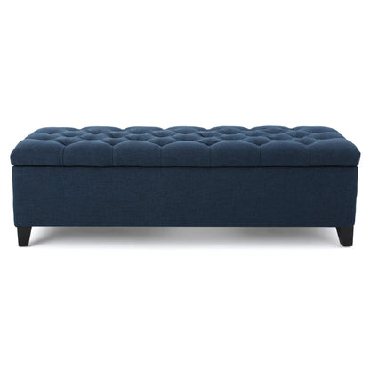 Glouster - Contemporary Storage Ottoman With Button Tufted Design - Navy Blue