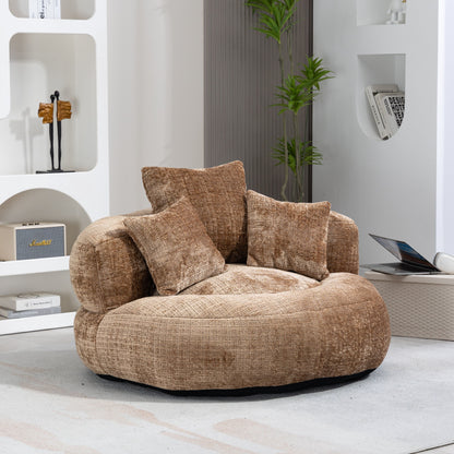 Lazy Sofa Durable Comfort Lounger High Back Bean Bag Chair With 3 Pillows - Coffee