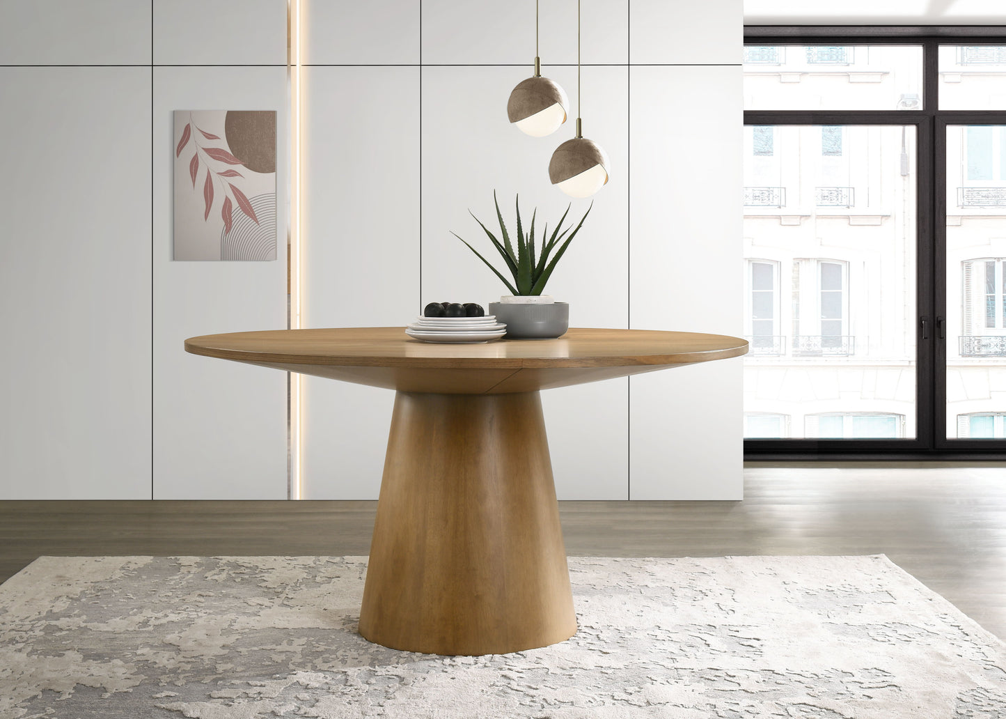 Jasper - Wide Contemporary Round Dining Table - Driftwood