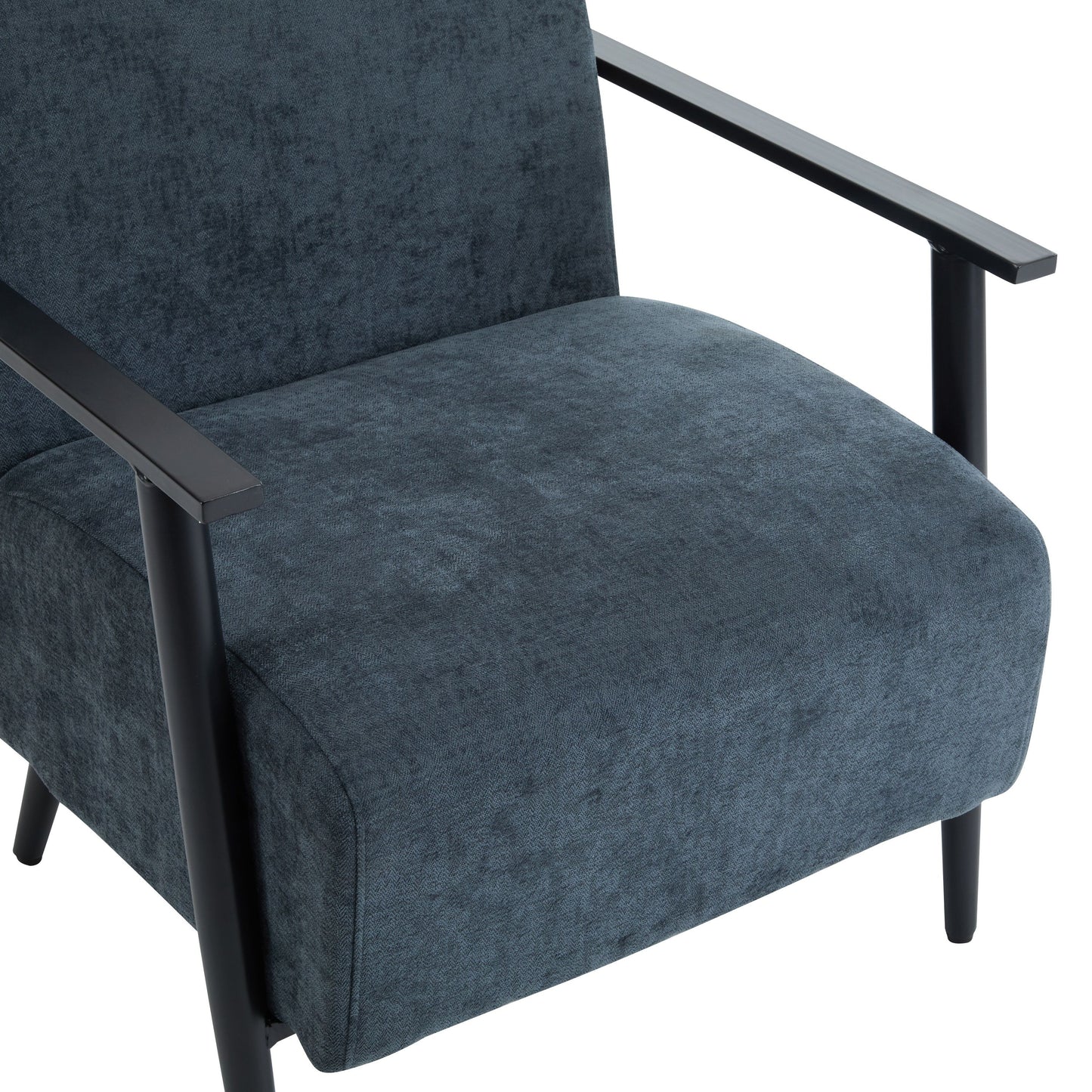 Modern Lounge Chair With Polyester Upholstery And Sturdy Metal Frame - Blue Gray