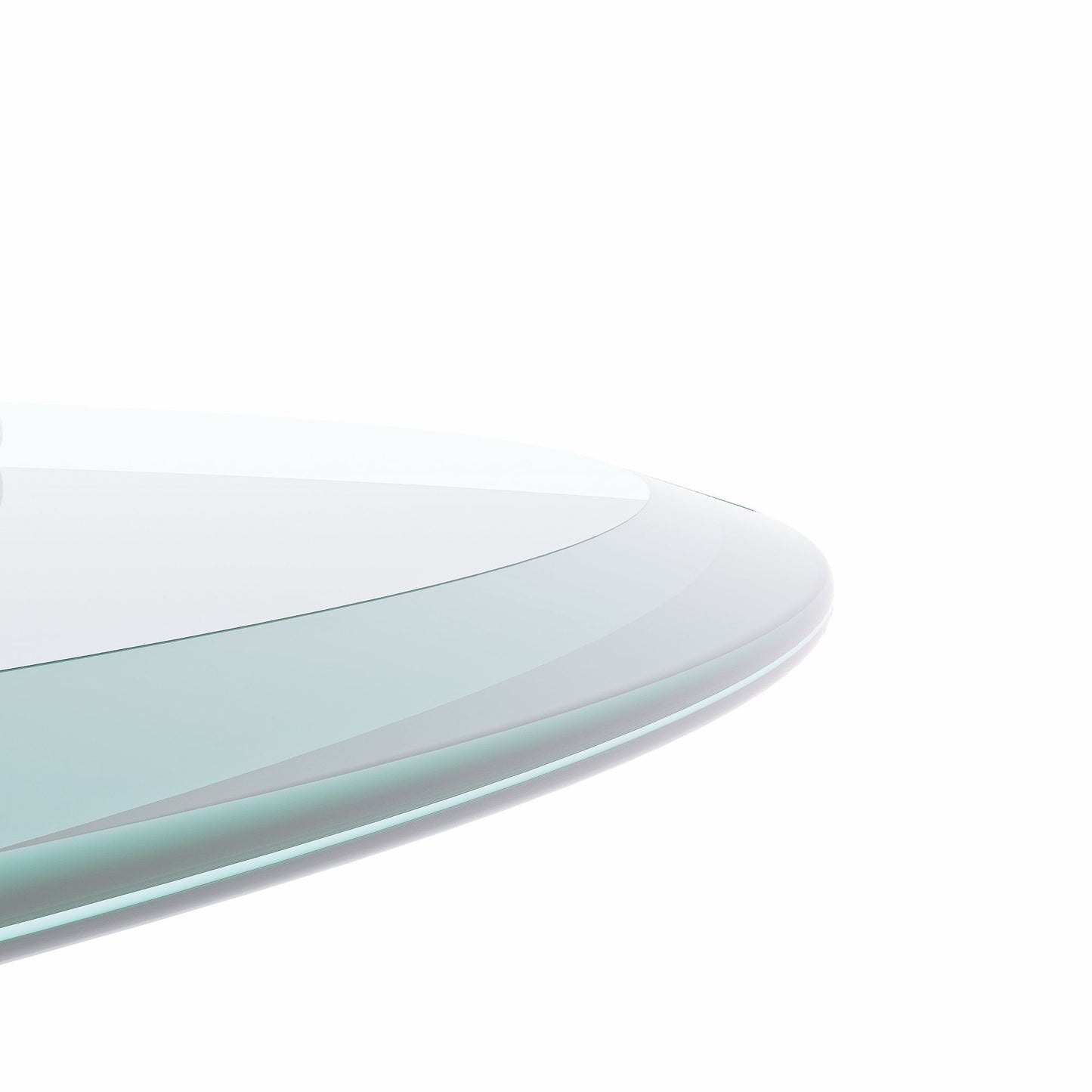 36" Round Tempered Glass Table Top Clear Glass 1 / 2" Thick Beveled Polished Edge - Transparent