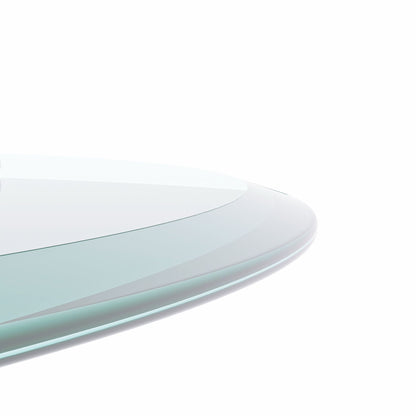 36" Round Tempered Glass Table Top Clear Glass 1 / 2" Thick Beveled Polished Edge - Transparent