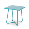 Outdoor Steel Side Table With X Shape Bottom Crossing Legs - Teal