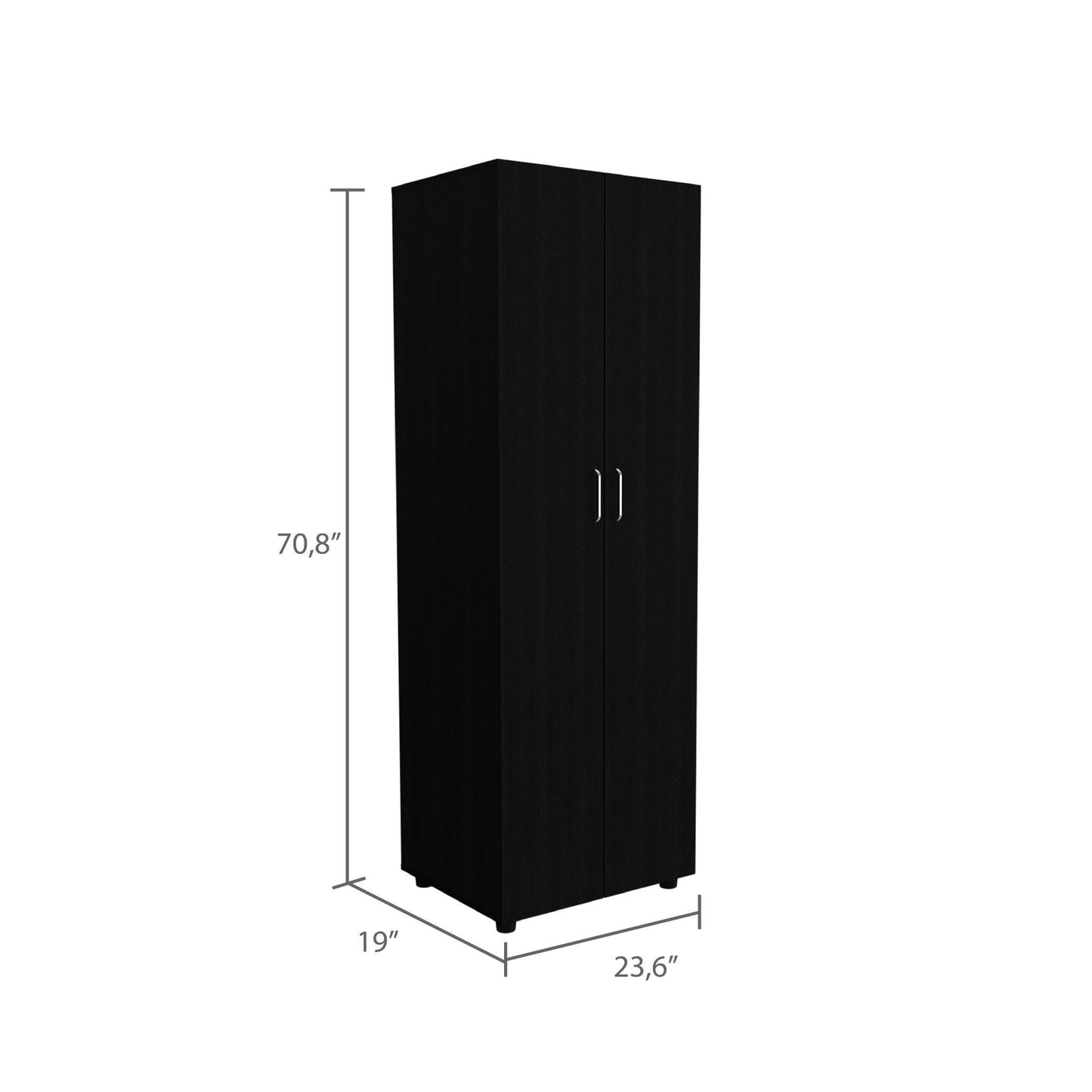 Armoire Organiser, Two Shelves, Rod, Double Door Cabinet Armoire - Black